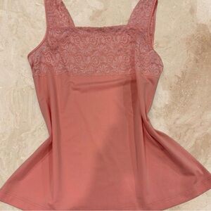 Christopher & Banks Peach Lace Trim Tank Top Small Feminine Cami